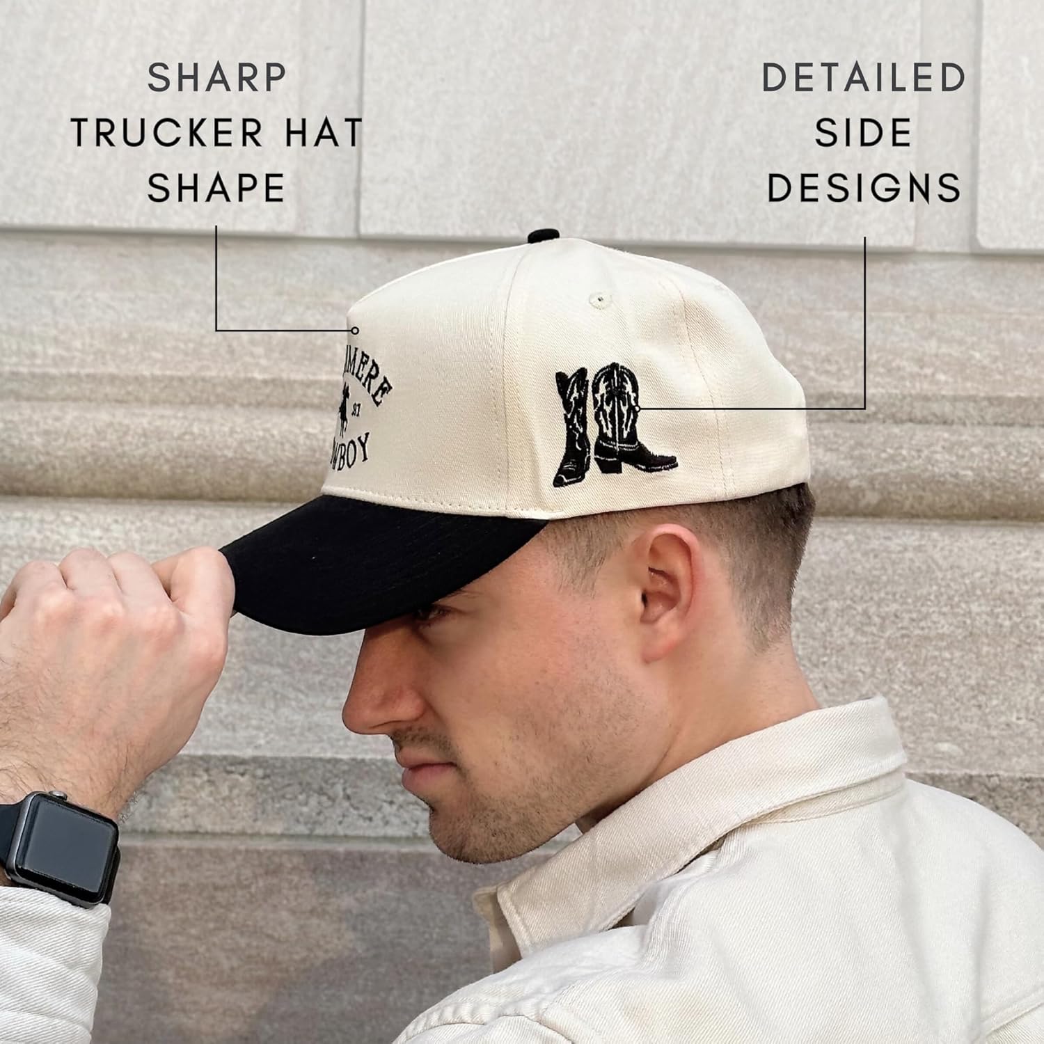 Vintage Western Trucker Hat | Men & Women | Country Cute Caps for Cowgirls Cowboys | Camo Denim Embroidered Cotton | Snapback - Image 5