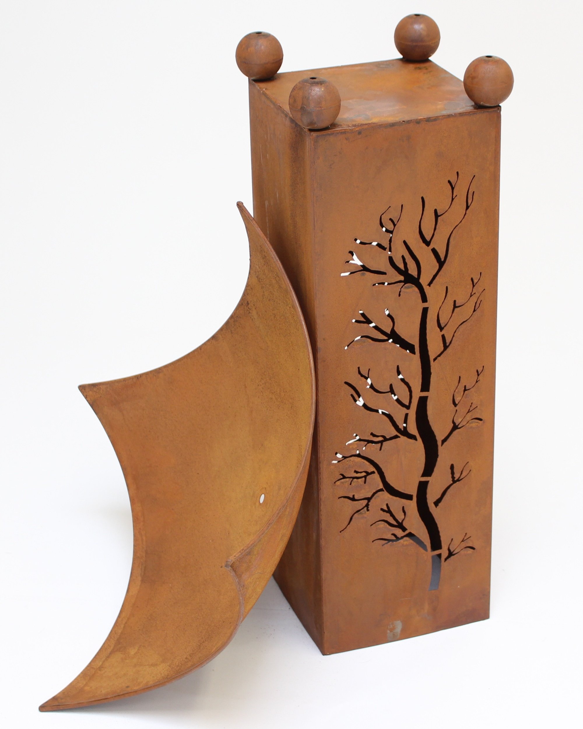 FRANK FLECHTWAREN Säule Feuerschale, 2-teilig, Dekosäule, Pflanzsäule, Schale 40 x 40 x 14 cm, Gestell 20 x 20 x 60 cm, GH 78 cm, nur für den Außenbereich geeignet Vielseitig einsetzbar