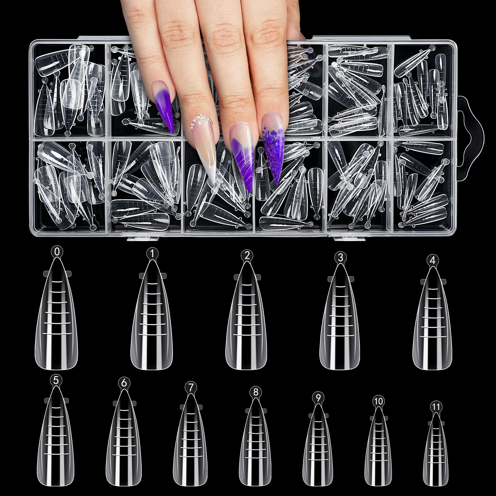 Kiiwah 120 Pezzi Dual Form, Riutilizzabile System Dual Nail Form con Linee di Scala Copertura Completa Nail Form Acrygel Trasparente Tip Unghie Ricostruzione per Nail Art Salon Nails Design