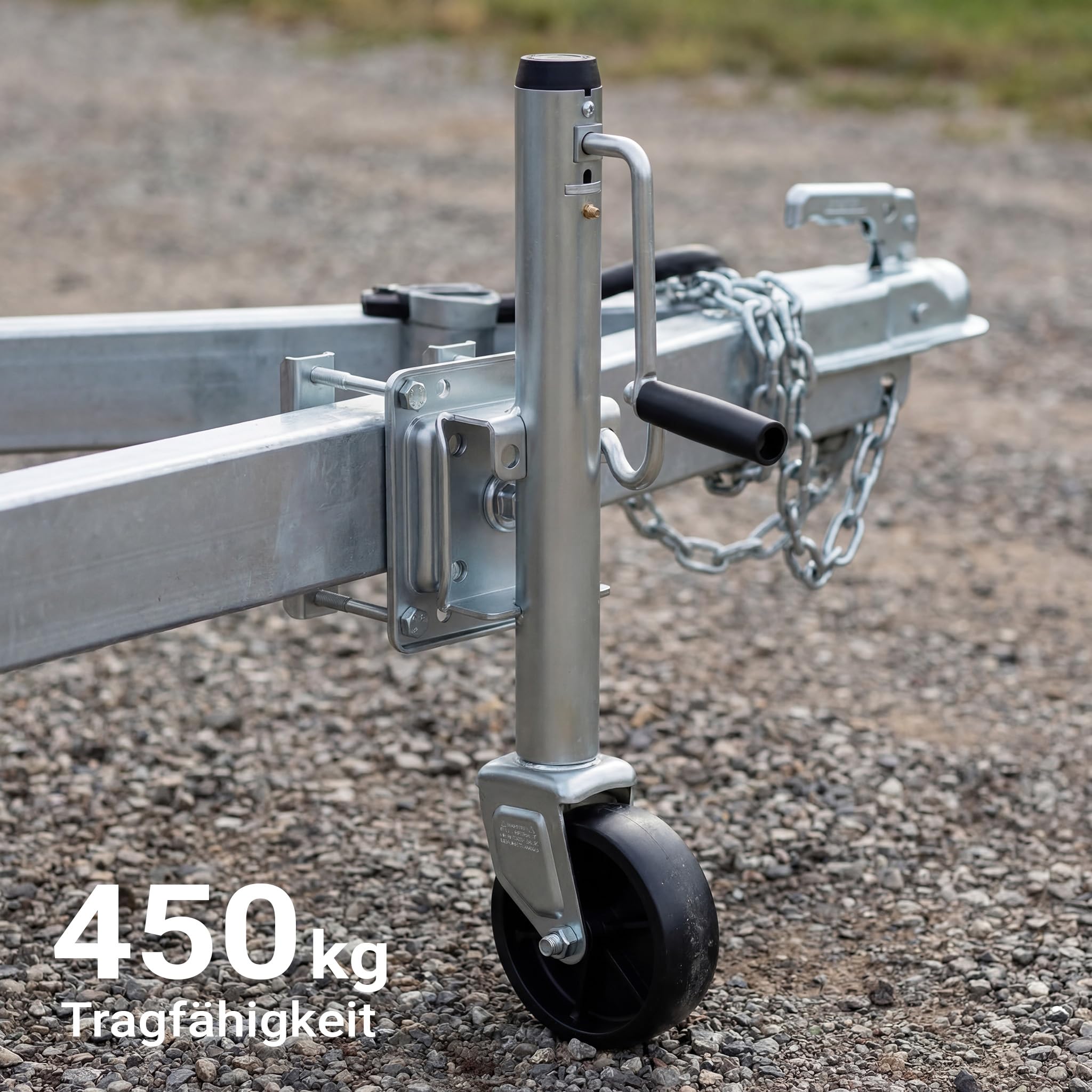 Wiltec Podpórka do przyczepy do 450 kg z wysokością podnoszenia 254 mm, podpórka wykonana ze stali ocynkowanej