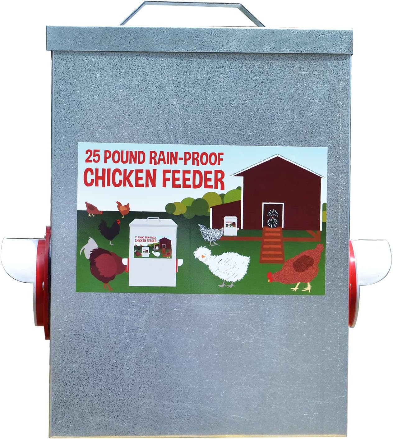 25LB Outdoor Rainproof Galvanized Chicken Feeder 20 Liter