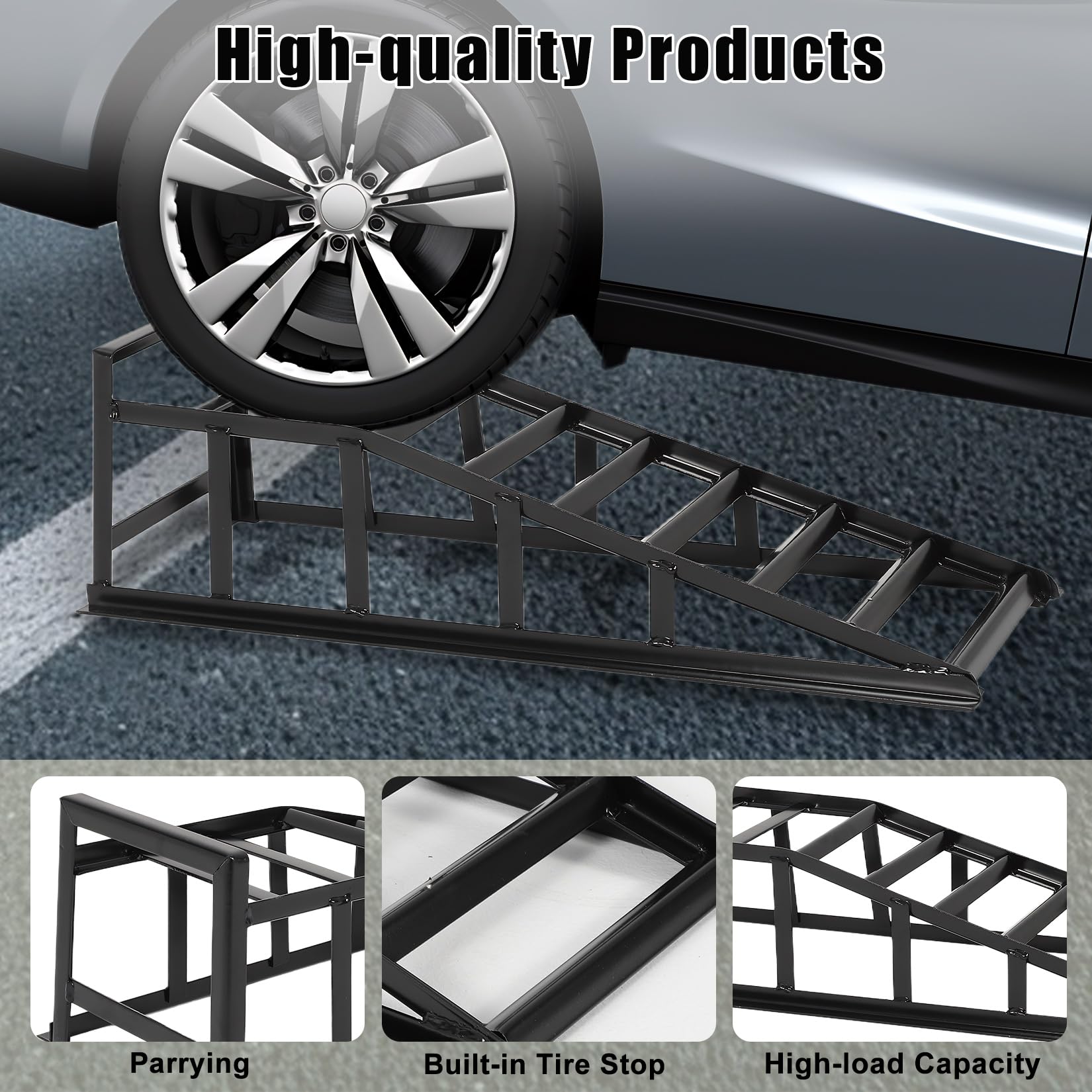 Set di 2 Rampe Idrauliche per Auto e Camion - Portata 5T/12000lbs - Acciaio Resistente - Basso Profilo per Cambio Olio e Manutenzione Garage - Ideali per Veicoli - Colore Nero