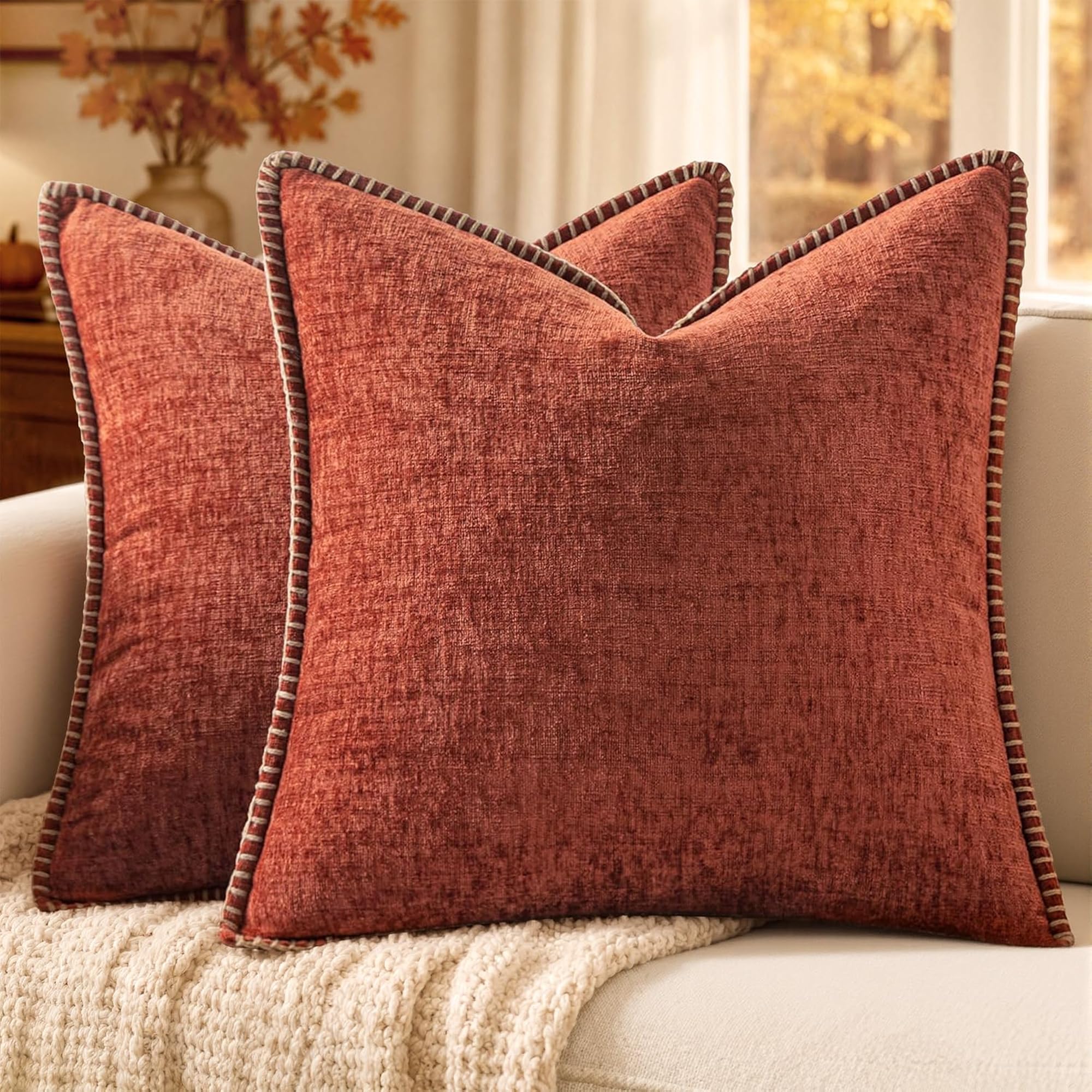 Decorative Couch Throw Pillow Covers, Sage Green 2 Pack