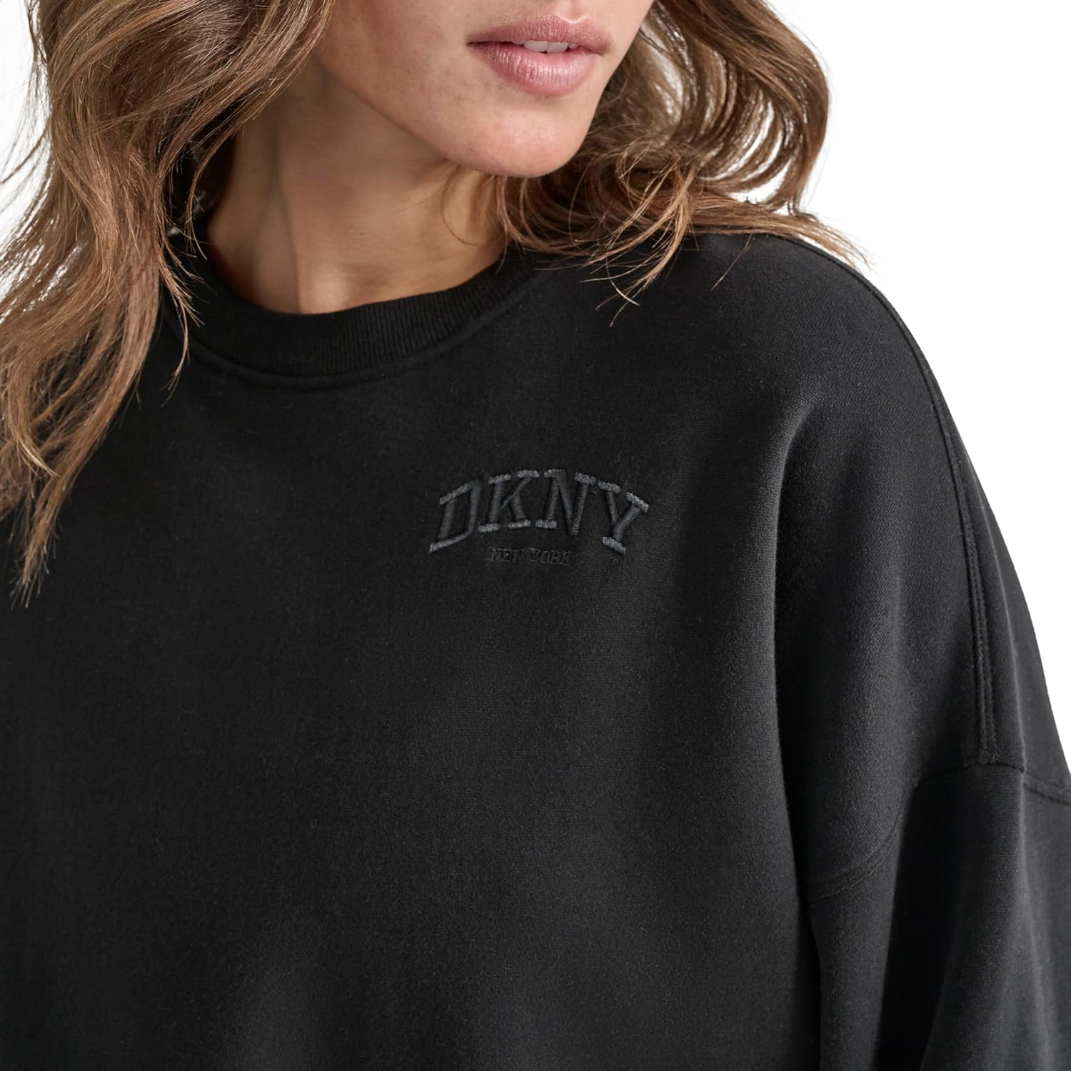 DKNY womens Varsity Embroidered Logo Crewneck Sweatshirt - Image 5