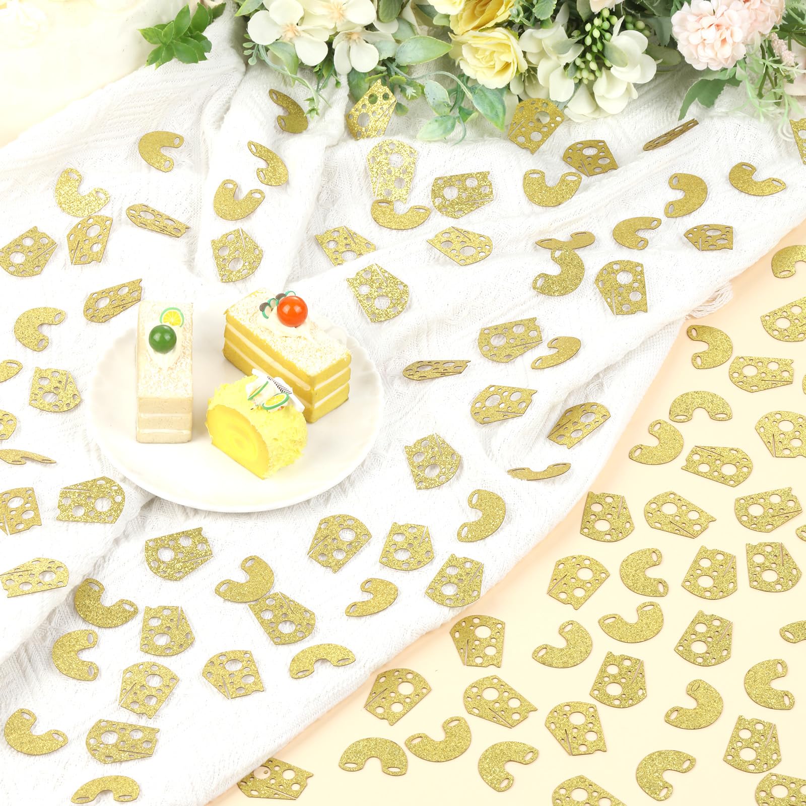 Décorations De Table Thème Fromage - 8 Pièces En Nid D'abeille En Carton - Pour Fête D'anniversaire, Baby Shower, Décoration De Table - 5