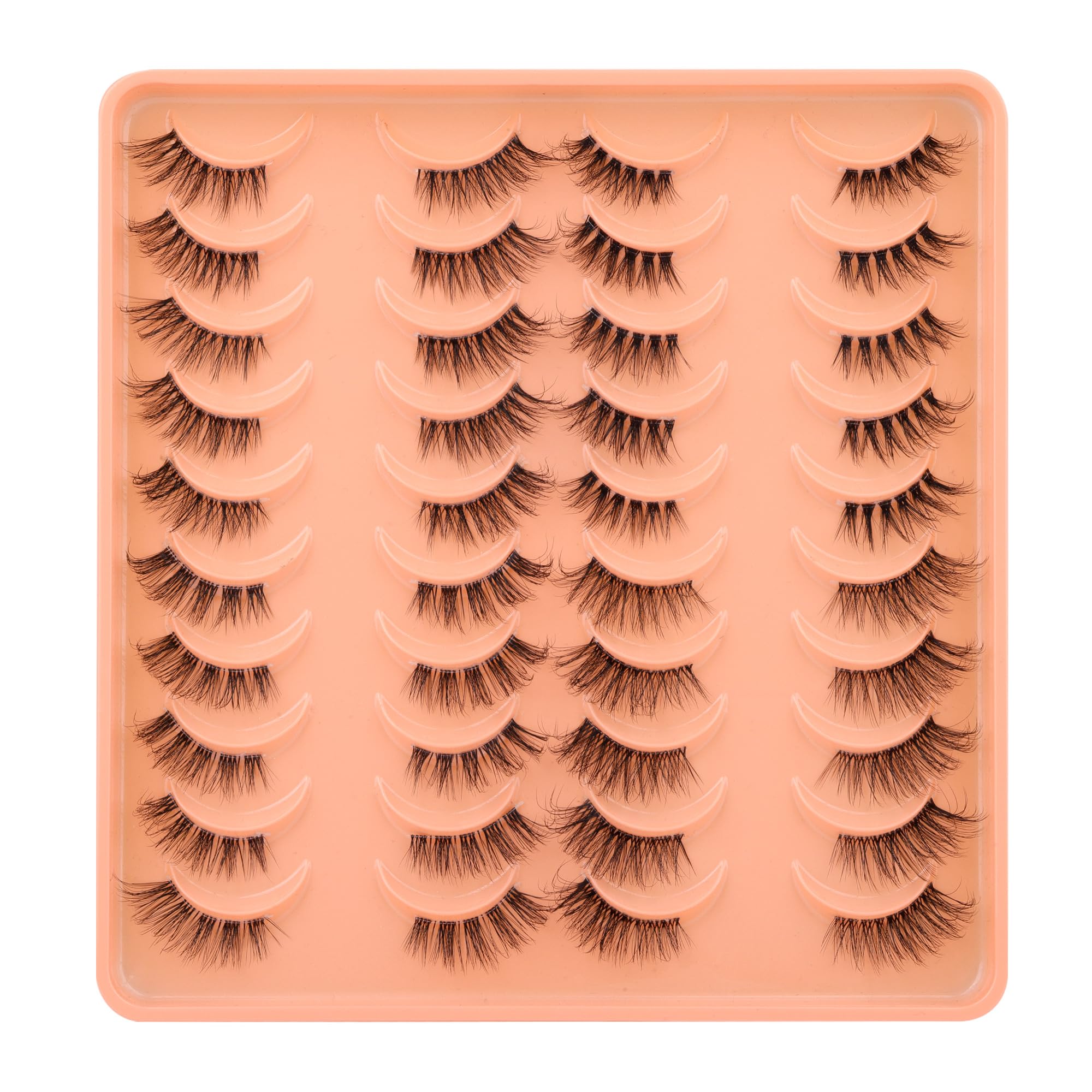 TNFVLONEINS Half Lashes Natural Look Wispy False Eyelashes Cat Eye Lashes 3D Fluffy Lashes Fluffy 20 Pairs Multipack Fake Eyelashes Pack