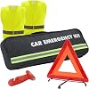 WORKKOOL Emergency Breakdown Kit, Warning Triangle, Safety Hammer, 2x Hi-Vis Reflective Vests, Storage Bag for Car Emergency, Roadside Assistance, MOT Essential (4 packs kit)