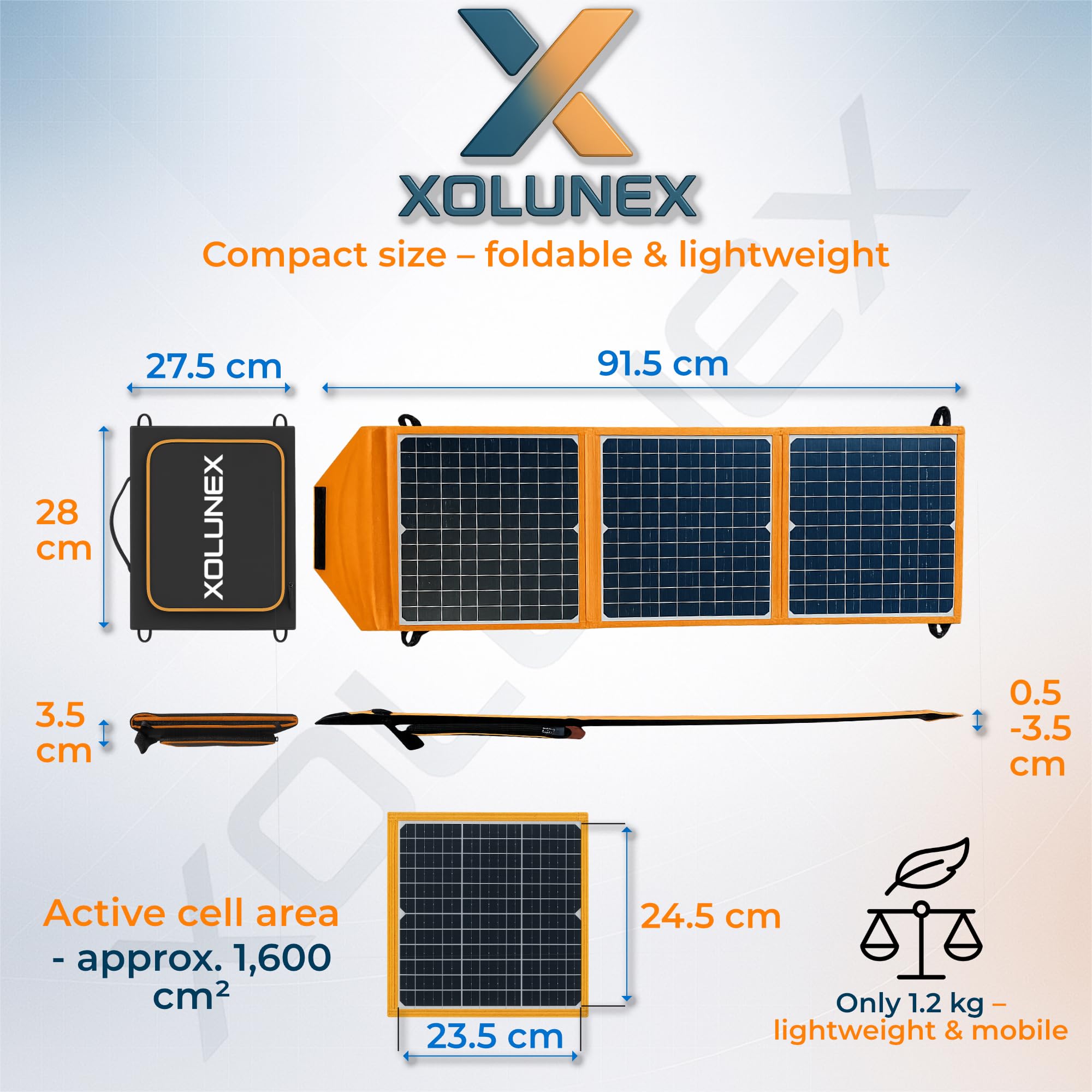 Xolunex Faltbares Solarpanel 30W Monokristallin IP54 Tragbares Solar Ladegerät mit USB & DC 18V für Camping Outdoor