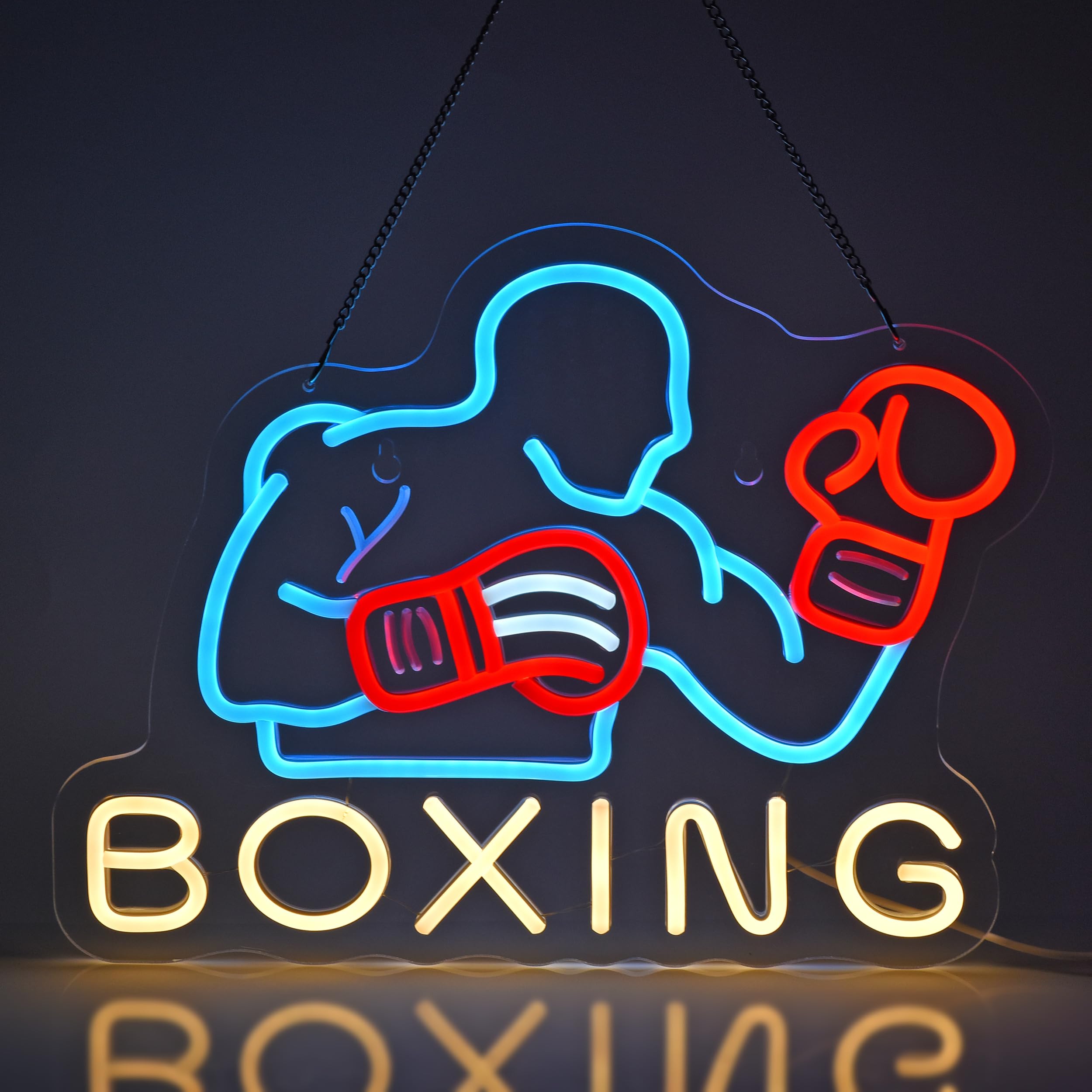 Letrero de neón de boxeo, luces de neón para colgar en la pared, decoración para gimnasio, sala de deportes, sala de juegos, regalos para hombres, cuevas, niños, alimentación por USB, ultra
