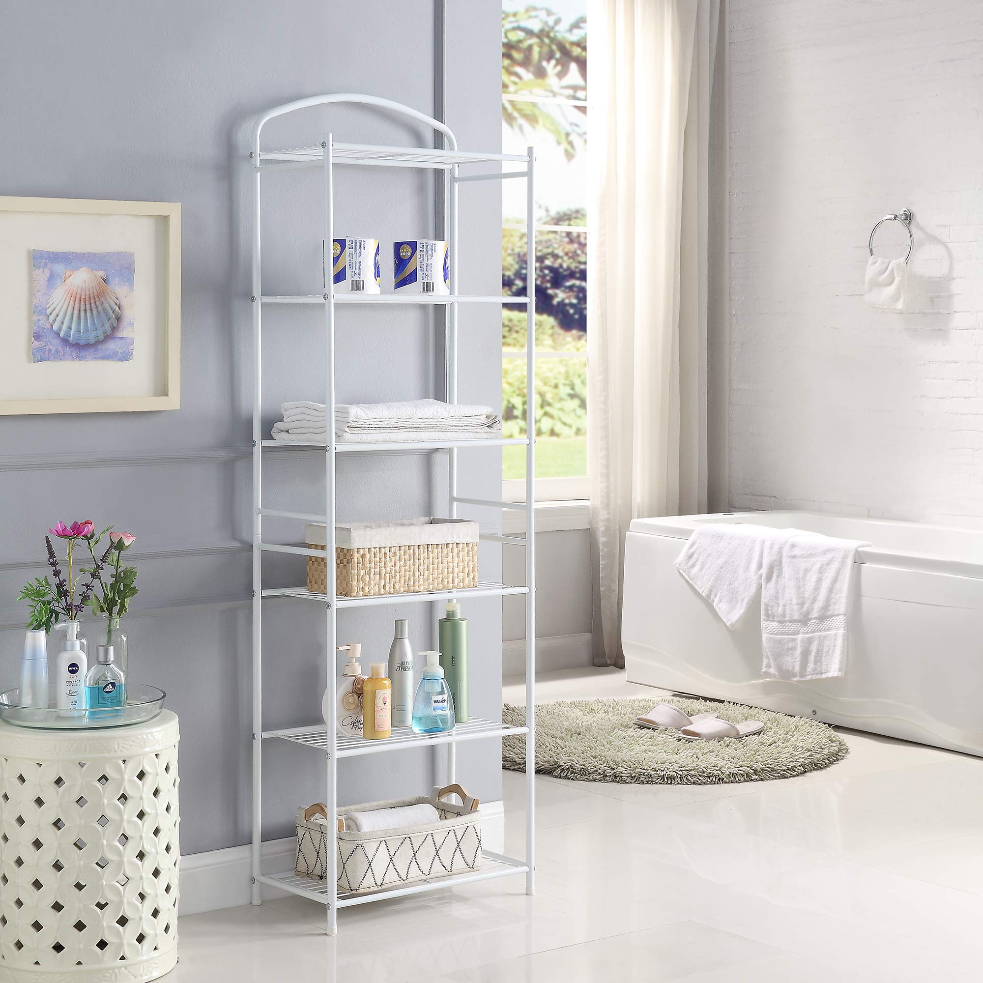 Buy HOMEFORT Metal Bathroom Shelf,6Tier Tower Rack, Freestanding