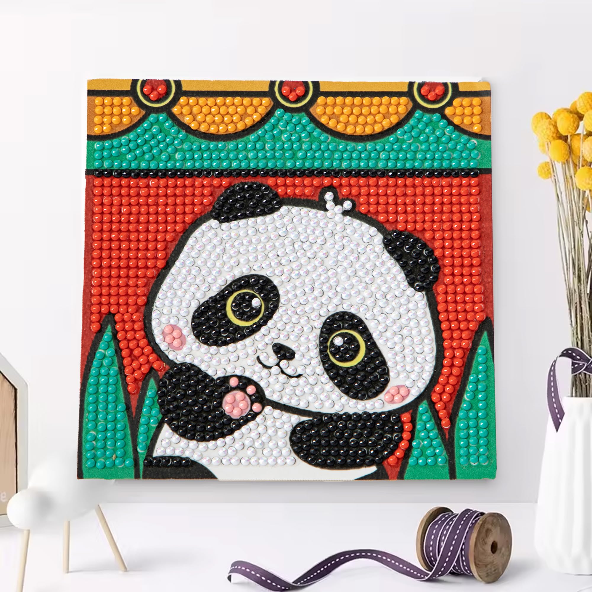 UMAI Diamond Painting Kit (13x13cm) | DIY Craft Kit for Kids 6-12 Age Group | Art and Craft Kit | Craft Materials | Home Decor Items | Indoor Art Kit for Girls Boys | Birthday Gift for Girls- Panda-image-46