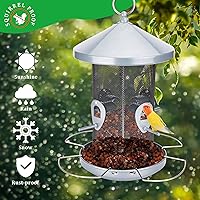 Vista 5 de Comederos de pájaros para pájaros silvestres, comederos de metal grandes de 12.6 pulgadas, comederos para pájaros al aire libre, decoración