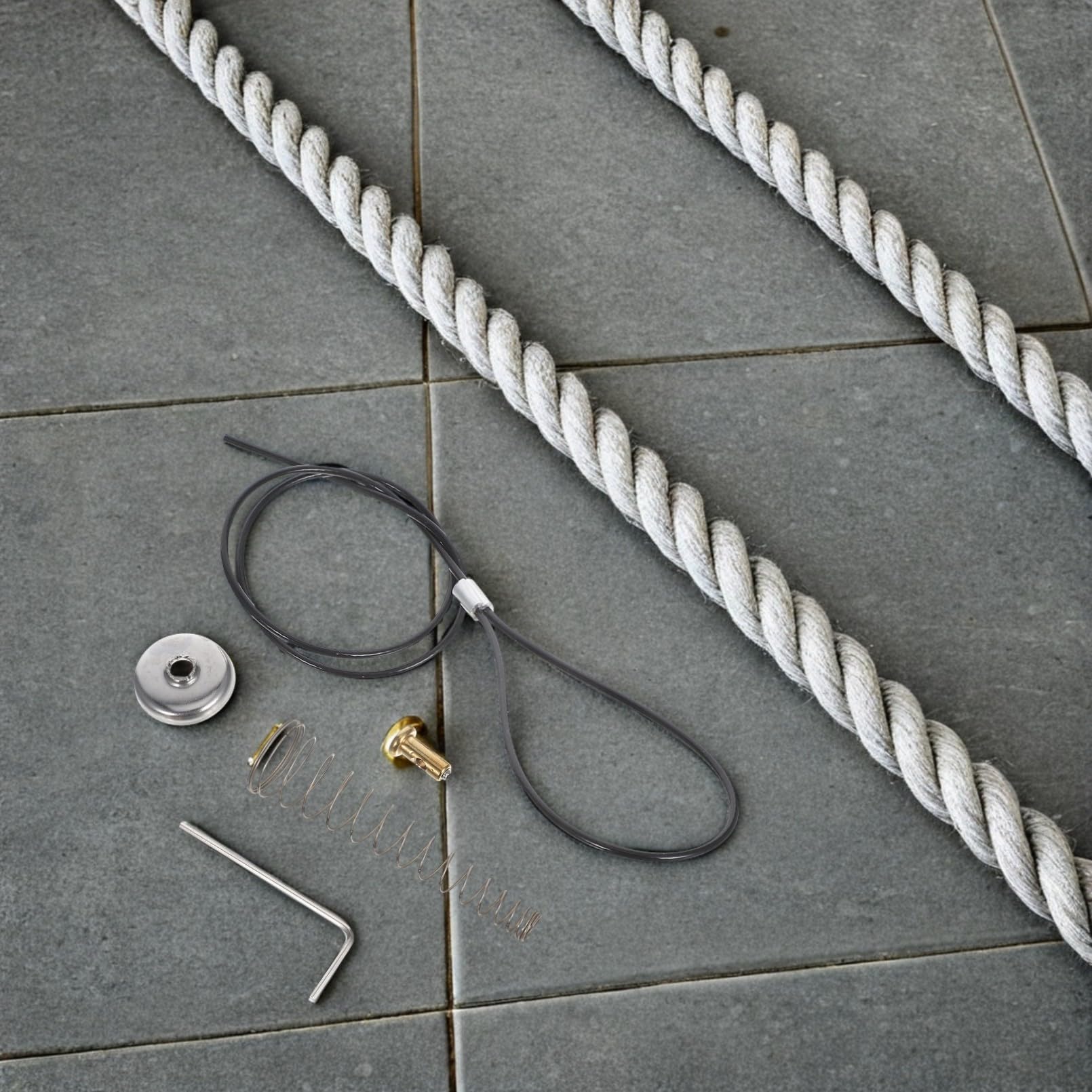 Gatuida Pestillo de Puerta Cable y Resorte de Tracción, 2 Juegos de Accesorios para Puertas de Acero Inoxidable y Pvc, Adecuado para Cierre y Apertura Segura