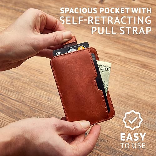 Miniatura 6 de Vaultskin CHELSEA - Tarjetero de cuero delgado Cartera minimalista con bolsillo frontal para hombres con bloqueo RFID Cartera minimalista para