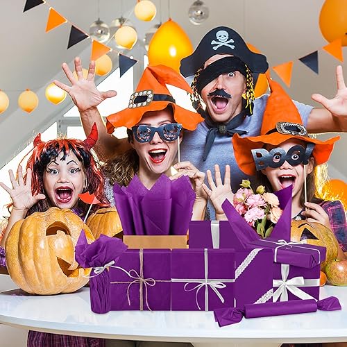 Miniatura 6 de Morcheiong 60 hojas de papel de seda morado, multicolor, papel de seda para envolver regalos a granel, para manualidades, manualidades, floral,