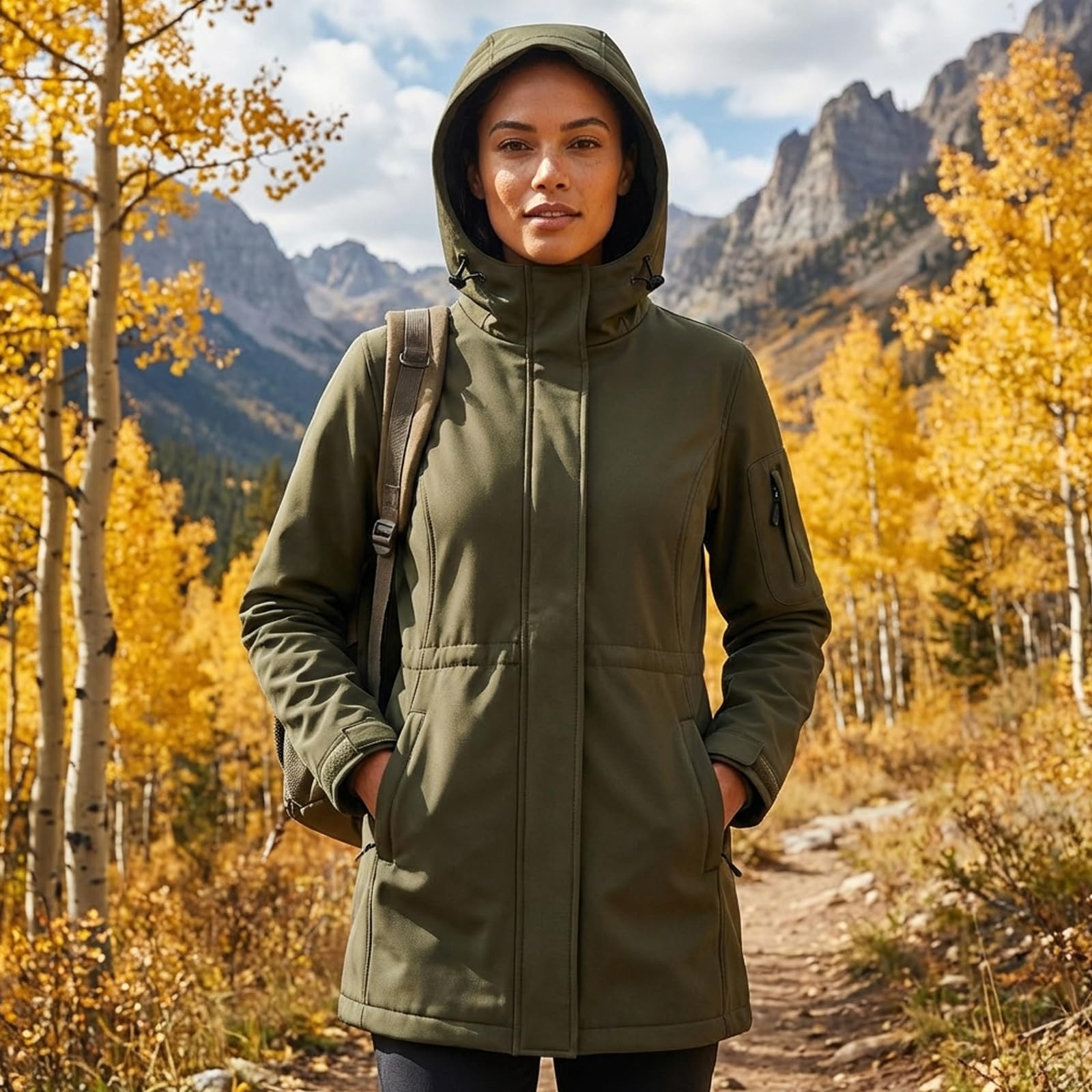 Chiguo Giacche invernali leggere da donna impermeabili Cappotti caldi con cappuccio Giacca antipioggia softshell