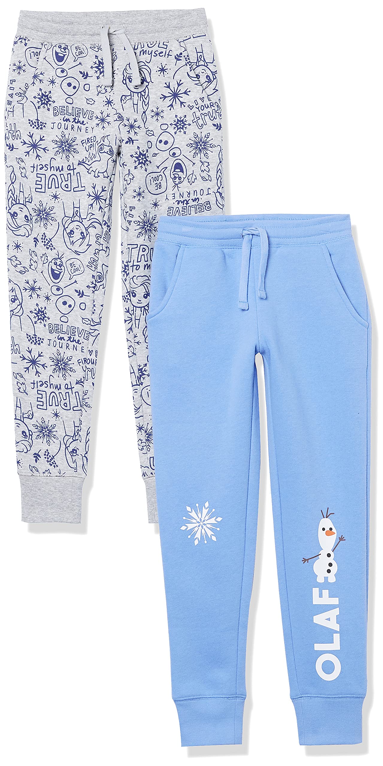 Amazon Essentials Disney | Marvel | Star Wars | Frozen | Princess Pantaloni Sportivi Jogger in Pile (precedentemente Spotted Zebra) Bambine e Ragazze, Pacco da 2