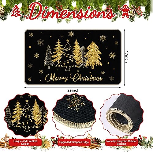 Miniatura 3 de Capoda Tapete de árbol de Navidad de 17 x 29 pulgadas, lavable, antideslizante, tapete de feliz Navidad, tapete de bienvenida de Navidad para