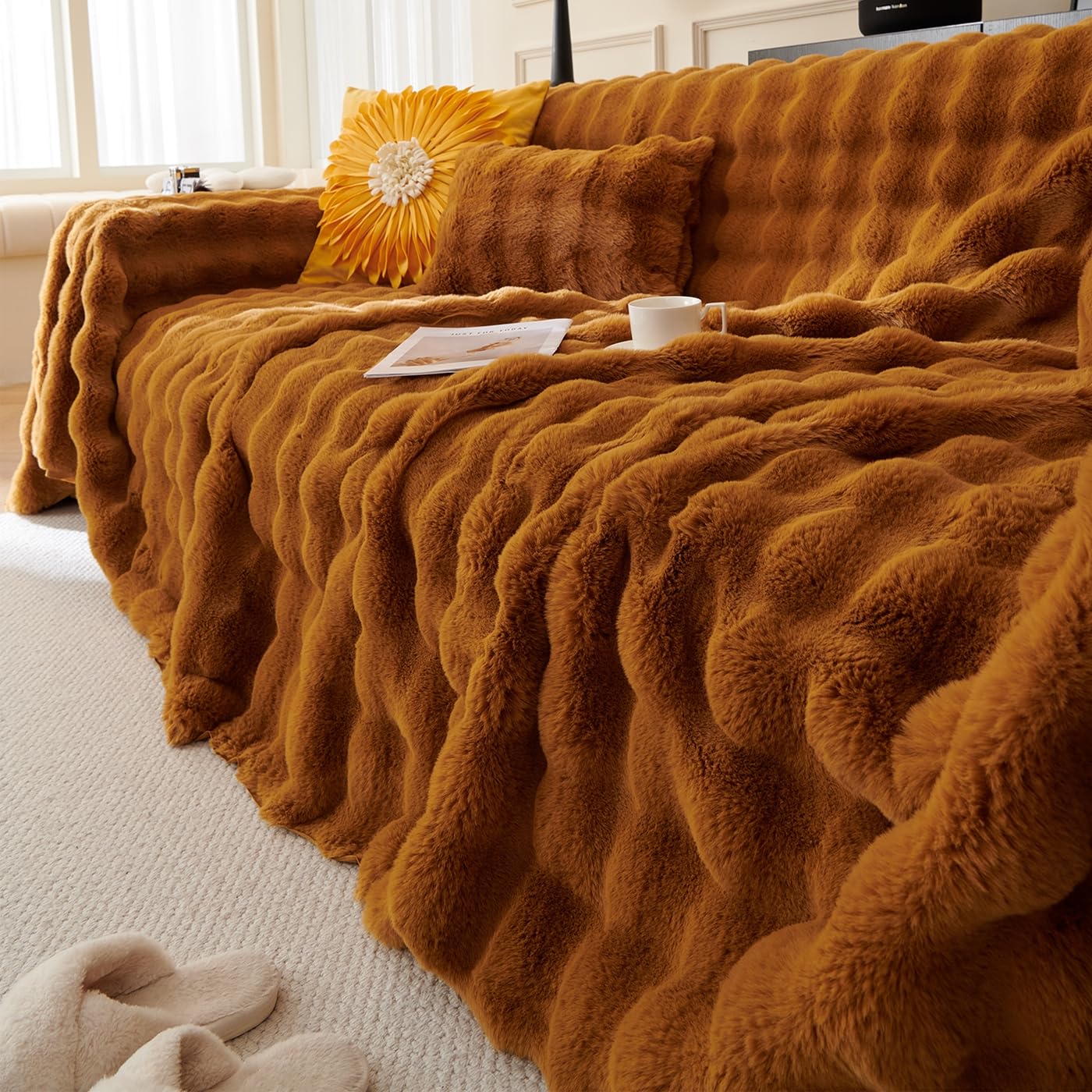 Homesally Braun,180x230cm,Plüsch Kuscheldecke Flauschig Decke