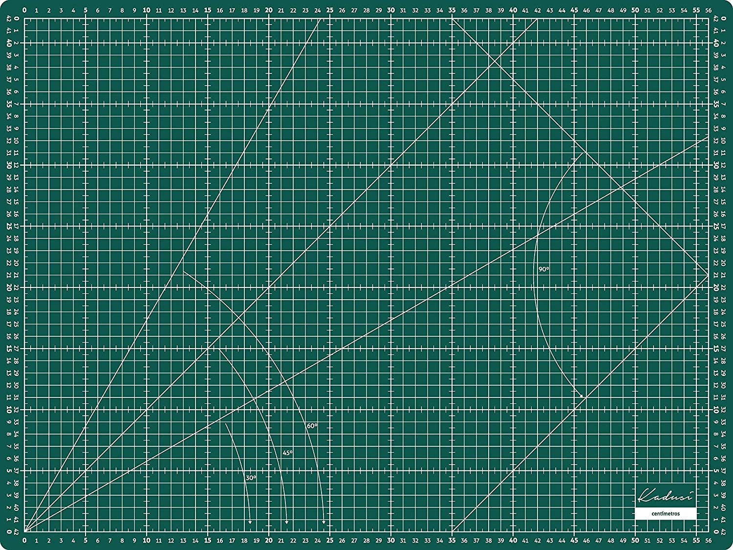 Base di taglio 60 x 45 cm (A2) 3 mm di spessore su CENTIMETRI e POLLICI auto cicatrizzante per artigianato come patchwork, scrapbooking, modellismo e altri - Kadusi