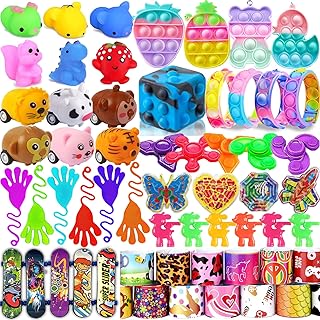 61 Pcs Pop Fidget Party Favors for Kids, Pinata Stuffers, Treasure Box Toys, Classroom Prizes, Pinata Filler, Goodie Bag Stuffers, Treasure Chest Carnival Rewards for Boys Grils 4-8-12 3-5