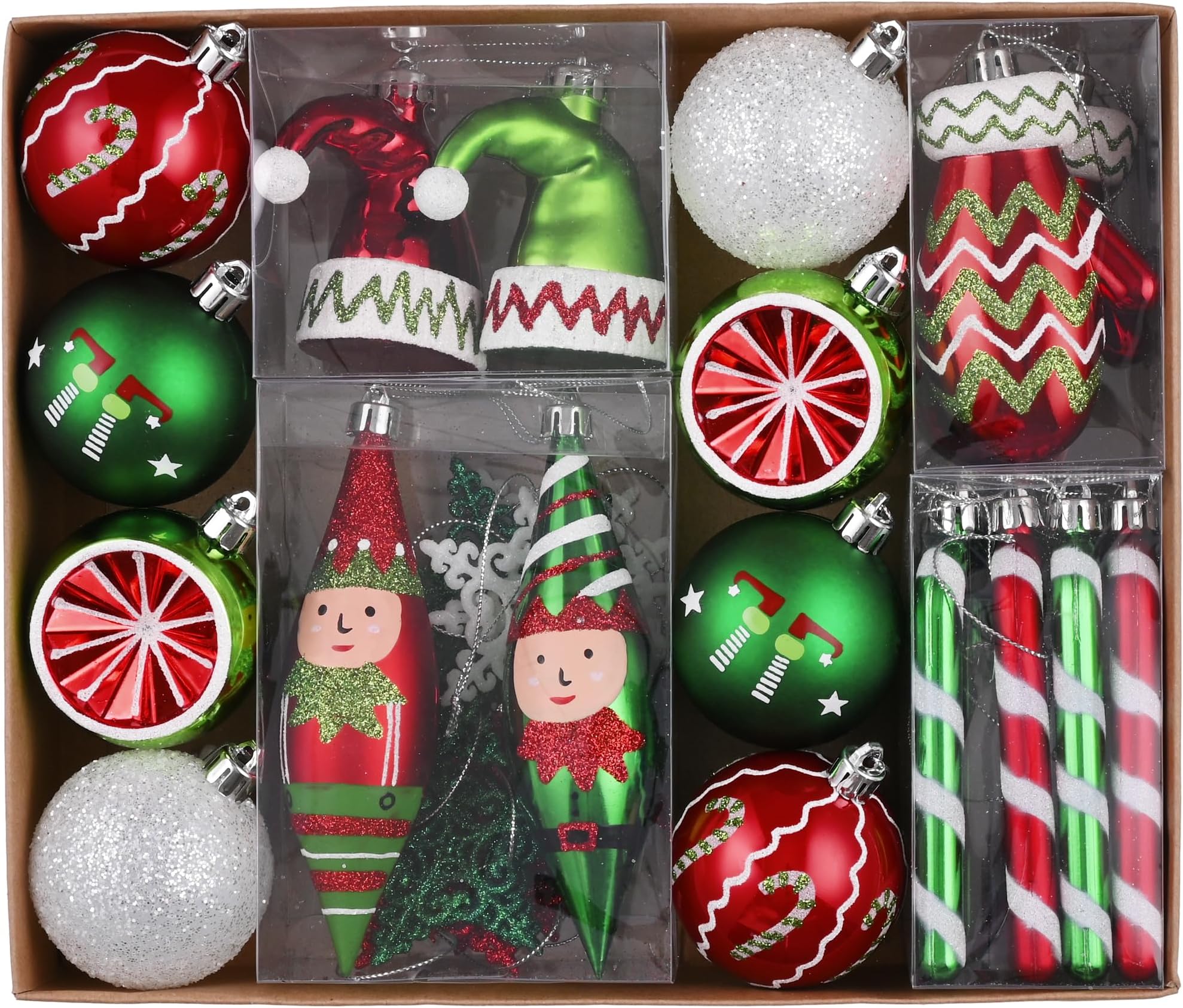 Lot De Boules De Noël Anciennes – Verre – 1950 – Pomme De Pin, étoile, Renne