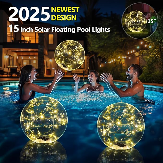 Luces Flotantes para Piscina Solares 15 Pulgadas 2 Unidades miniatura 5