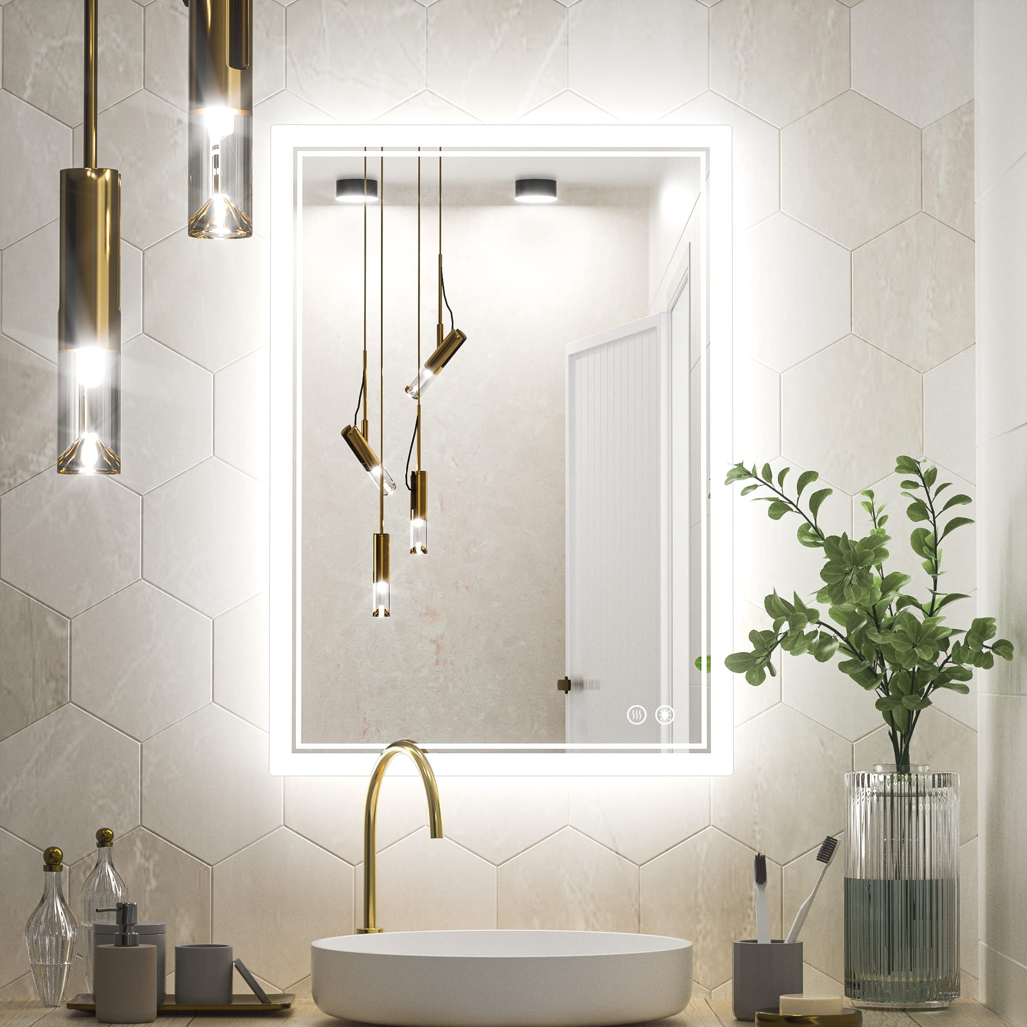 Buy 500x700mm Bathroom Mirror with LED Light 3 Color Temperature ...