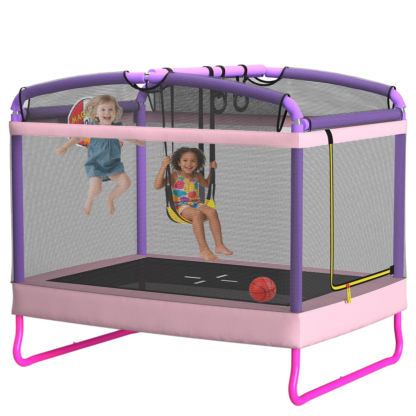 Photo 1 of ***MISSING PARTS***
LANGXUN 6FT Rectangle Trampoline for Kids, 5-in-1 Toddler Trampoline, ASTM Approved Indoor Outdoor Mini Trampoline with Safety Enclosure Net Age 1-10