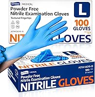 Supmedic Nitrile Exam Gloves 3.5 Mil Blue, Latex-Free Powder-Free Food Safe, 100 Count Disposable Medical Gloves