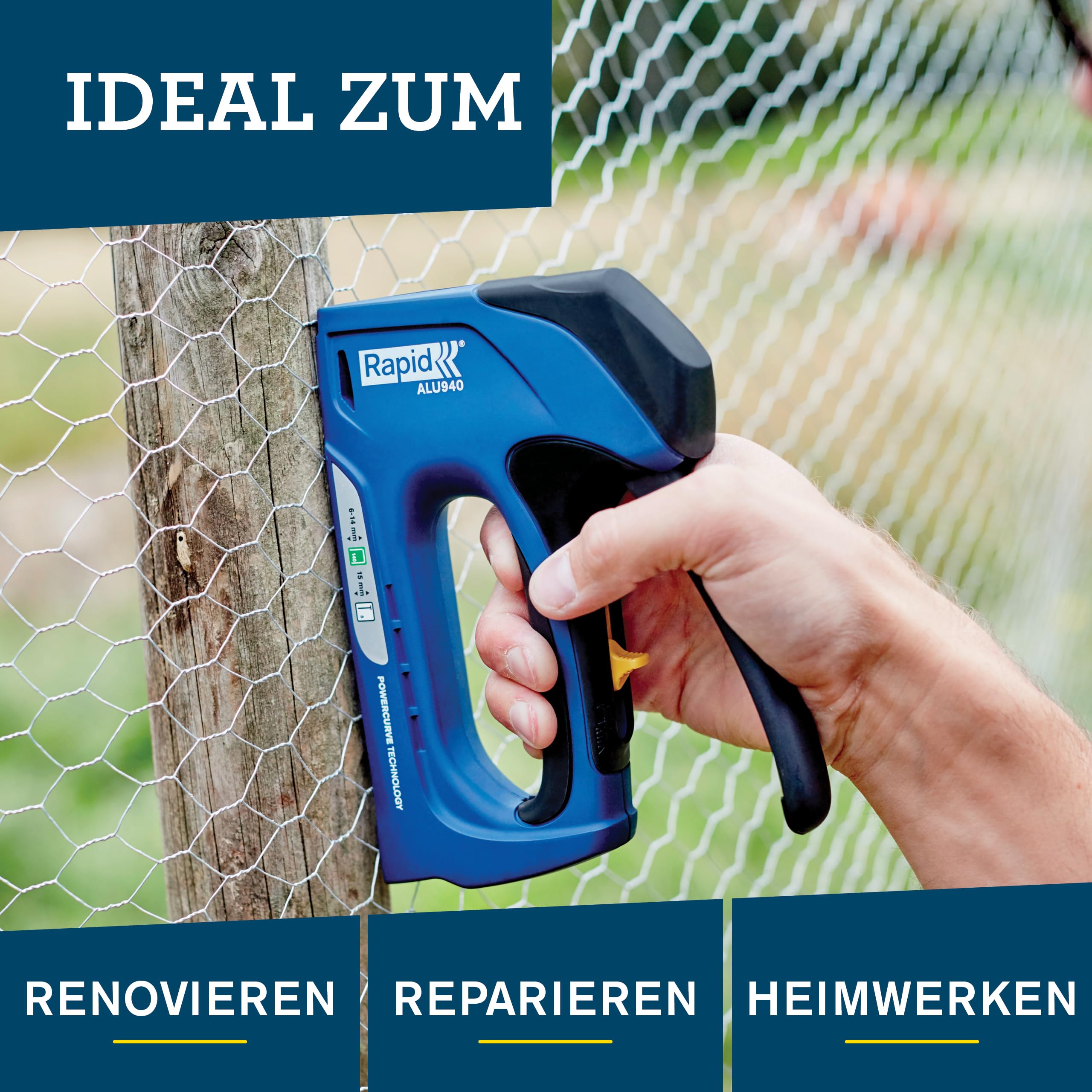 Rapid Handtacker ALU940 aus Aluminium für Typ 140 Klammern & Typ 8 Nägel