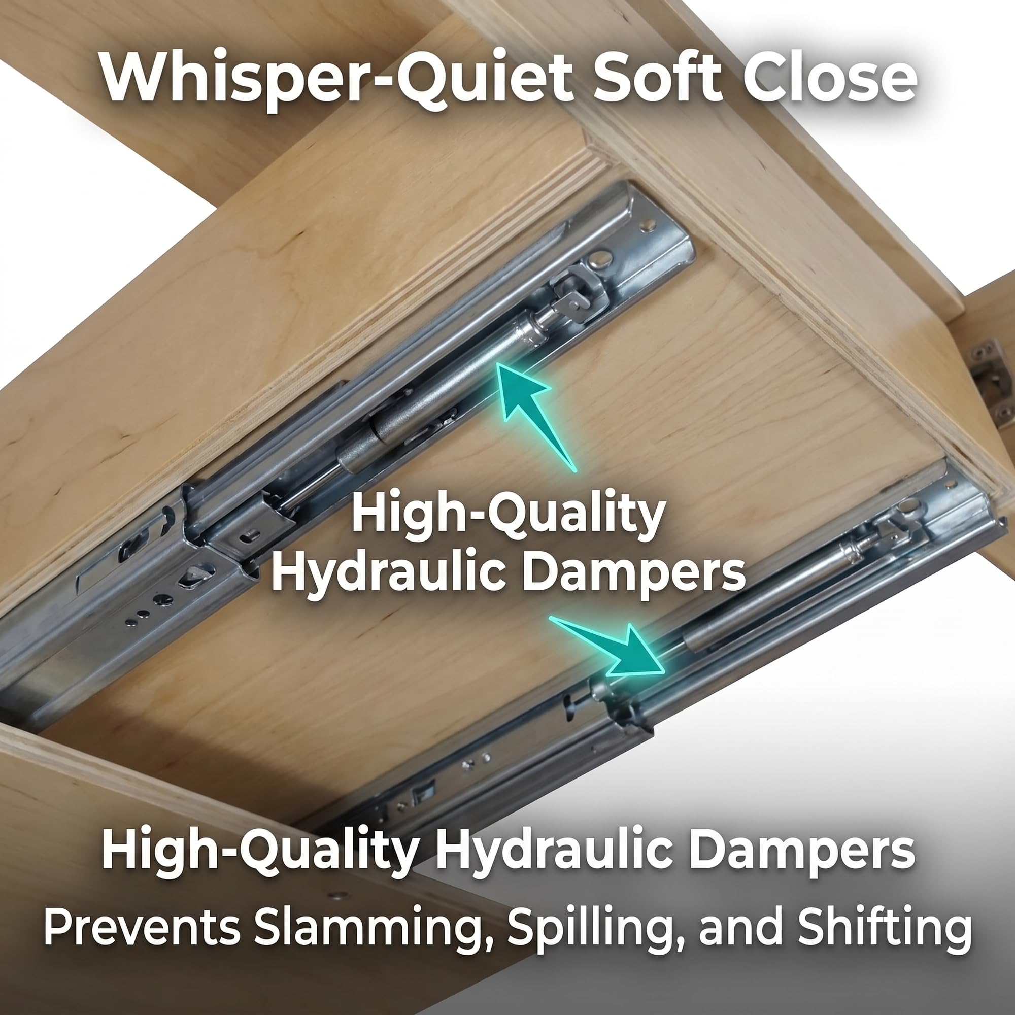 SlidingSusan Organizador de cajones extraíble para armarios, estantes deslizantes de cierre suave para cocina, despensa y organización de almacenamiento, instalación rápida de bricolaje, madera de