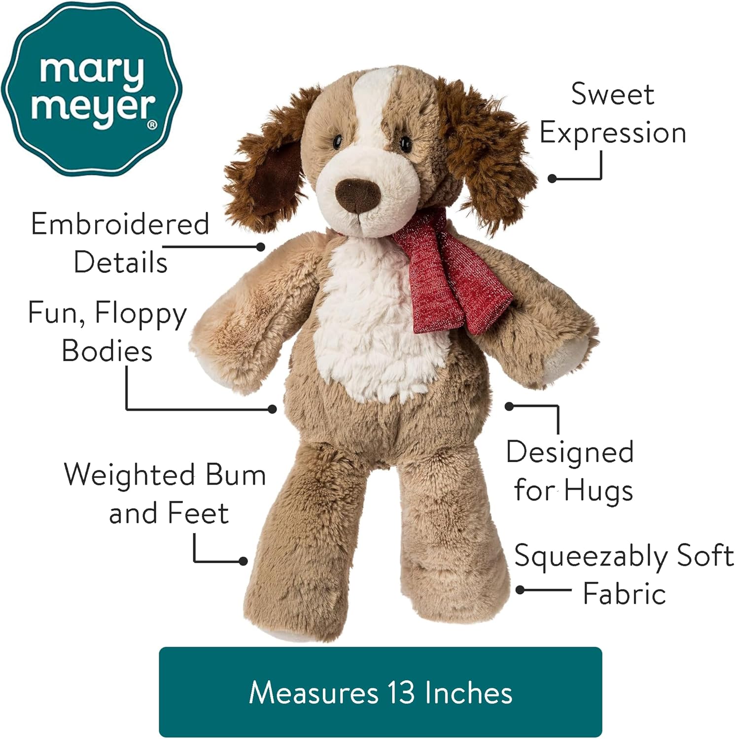 Mary Meyer Marshmallow Zoo Stuffed Animal Soft Toy, 13-Inches, Holiday Parker Putty
