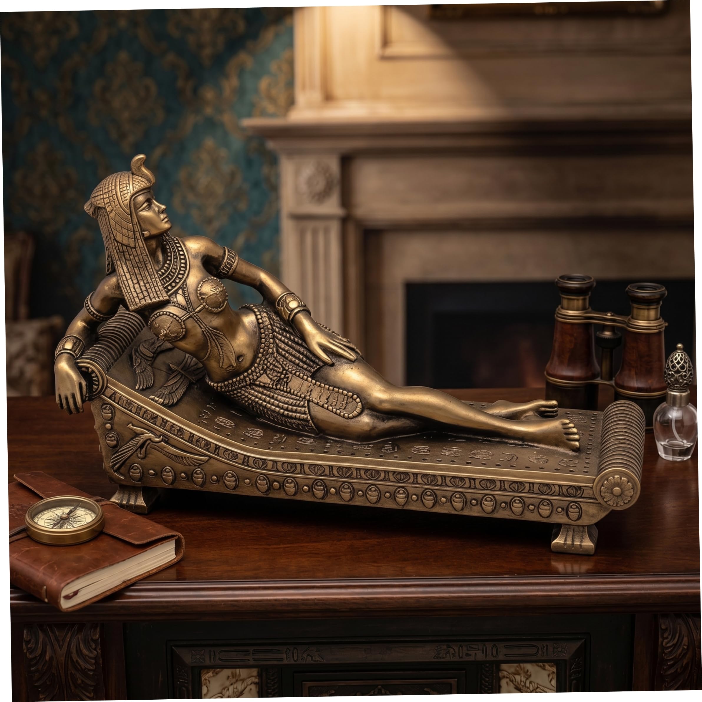 Latemeia Egyptian Statue Cleopatra Vii Figurine - Bronze Resin Ancient Egyptian Decor, Collectible Figurine For Home Display, Statue