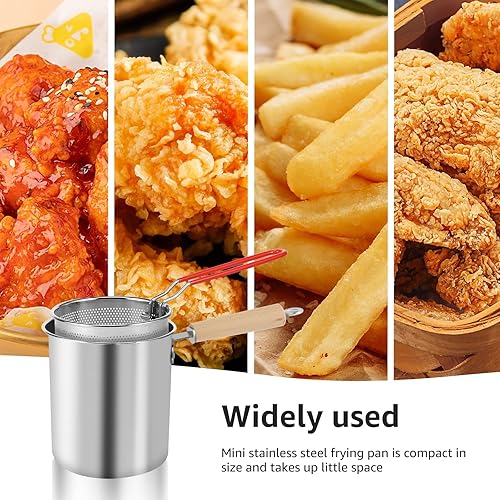 Miniatura 7 de Olla para freidora, pequeña freidora con cesta de acero inoxidable, olla para freír con cesta coladora y tapa de vidrio, olla japonesa de tempura