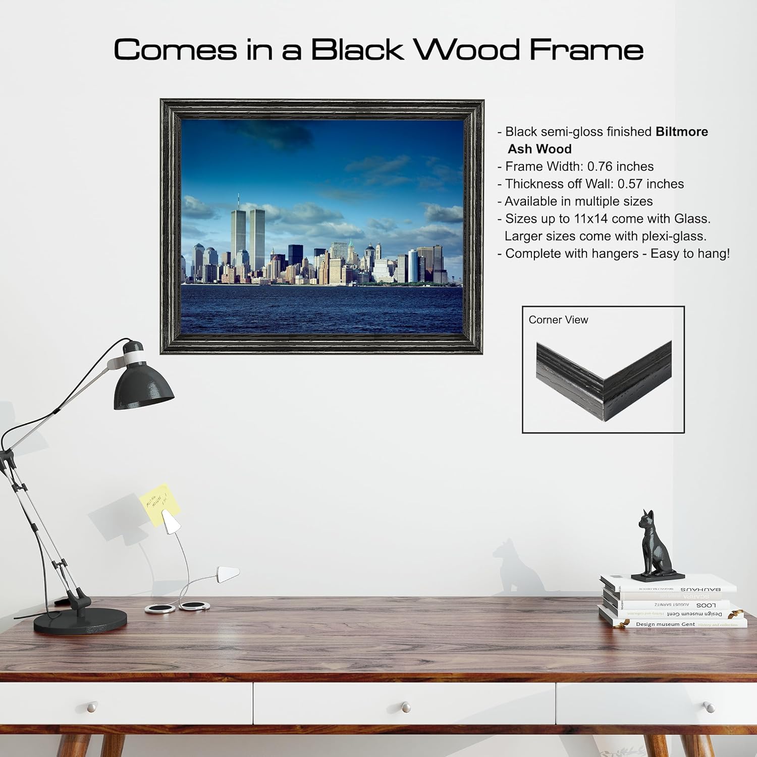 World Trade Center Towers Photograph in a Black Frame - Historical Artwork from 1980 - (5" x 7") - Matte