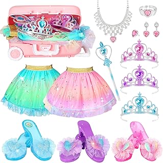 19 Pcs Princess Dress Up Shoes Gift Set, Girls Role Play Dress Up Toys & Costumes Set, Toddler Pretend Jewelry Boutique Kit Gift for Little Girls Aged 3 4 5 6 Years Old - Buy now