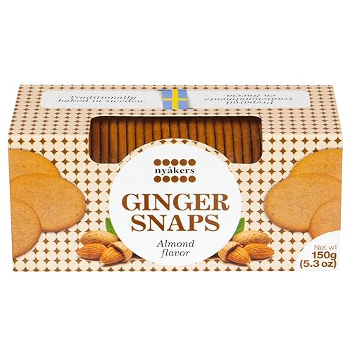 Nyakers Broches de jengibre sueco, sabor a almendras, una caja de 5.29 oz