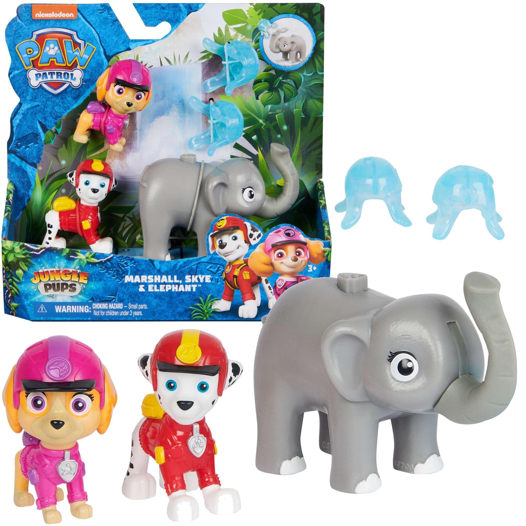 Paw Patrol: Jungle Pups Marshall, Skye & Elephant Action Figures with Projectile Launcher, Kids’ Toys for Boys and Girls Aged 3 and Up