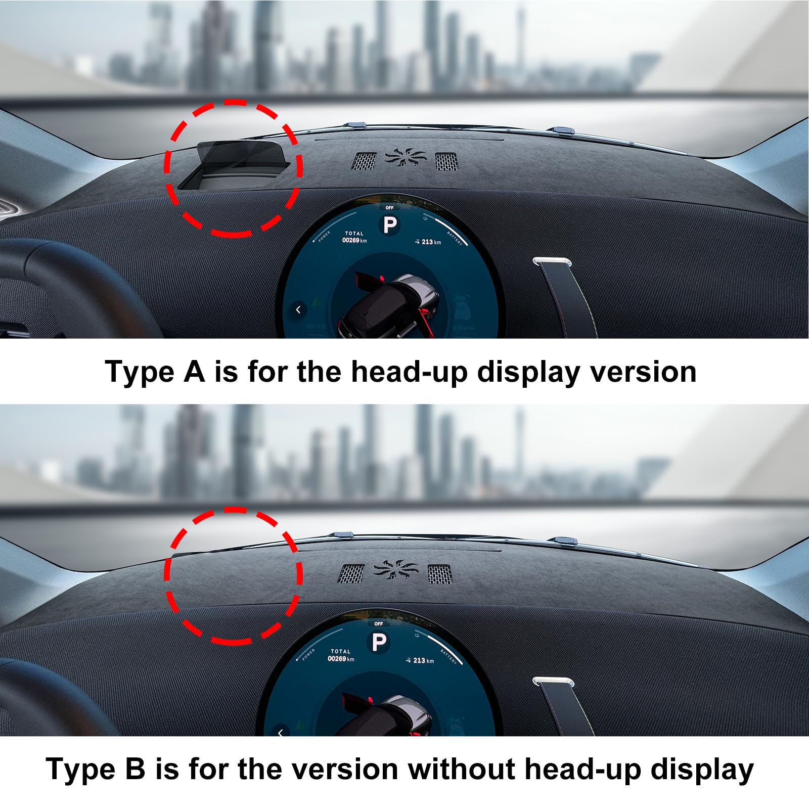 KUNKGIC Für MINl Cooper J01 E SE 2024 2025 Flanell Auto Dashboard Matte Dashboard Cover Auto Innenraum Sonnenschutz Dashboard Lichtschutz Matte Schutzpolster Zubehör (Mit Head-up)