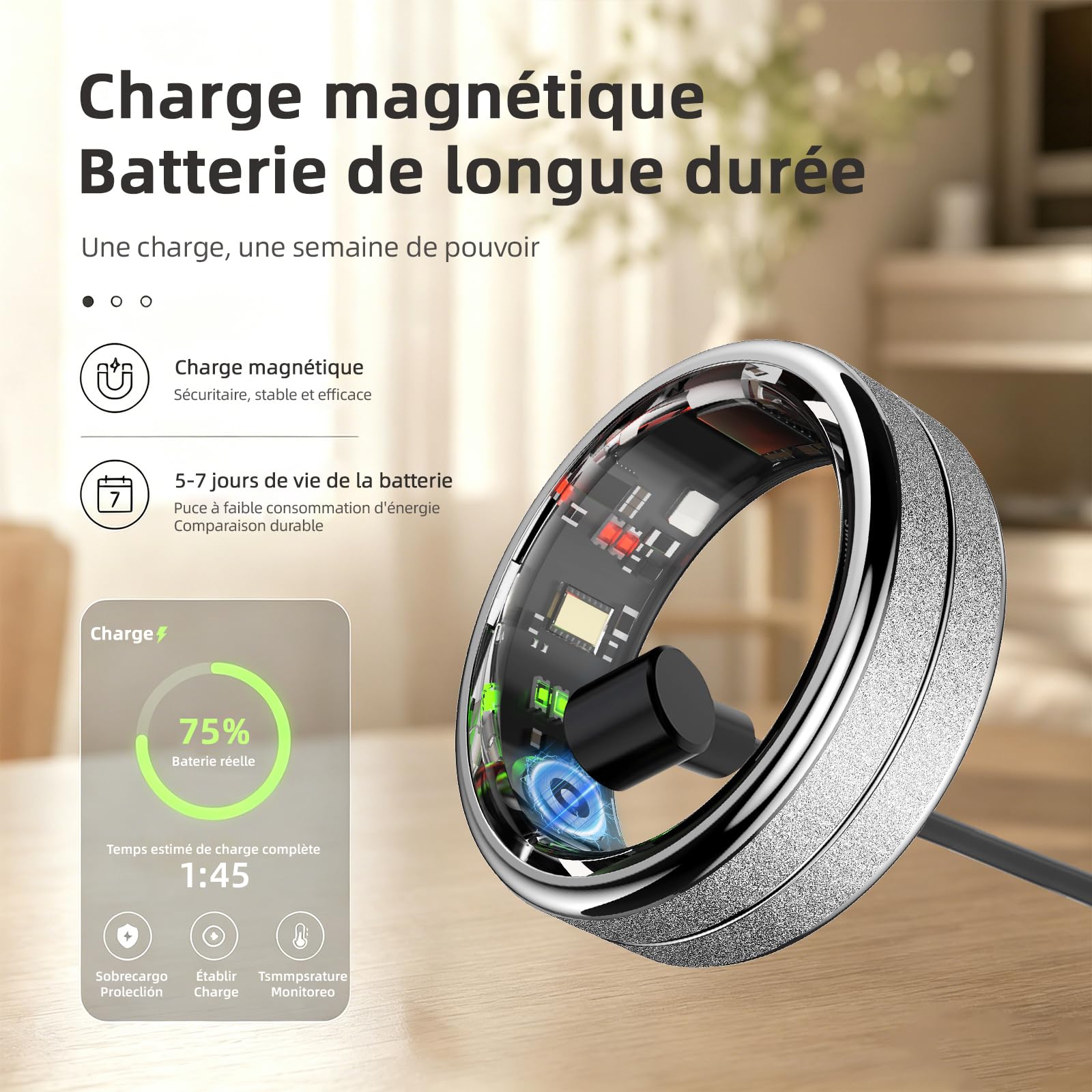 Smart Ring Suivi de la santé du Sommeil Tracker de fréquence Cardiaque