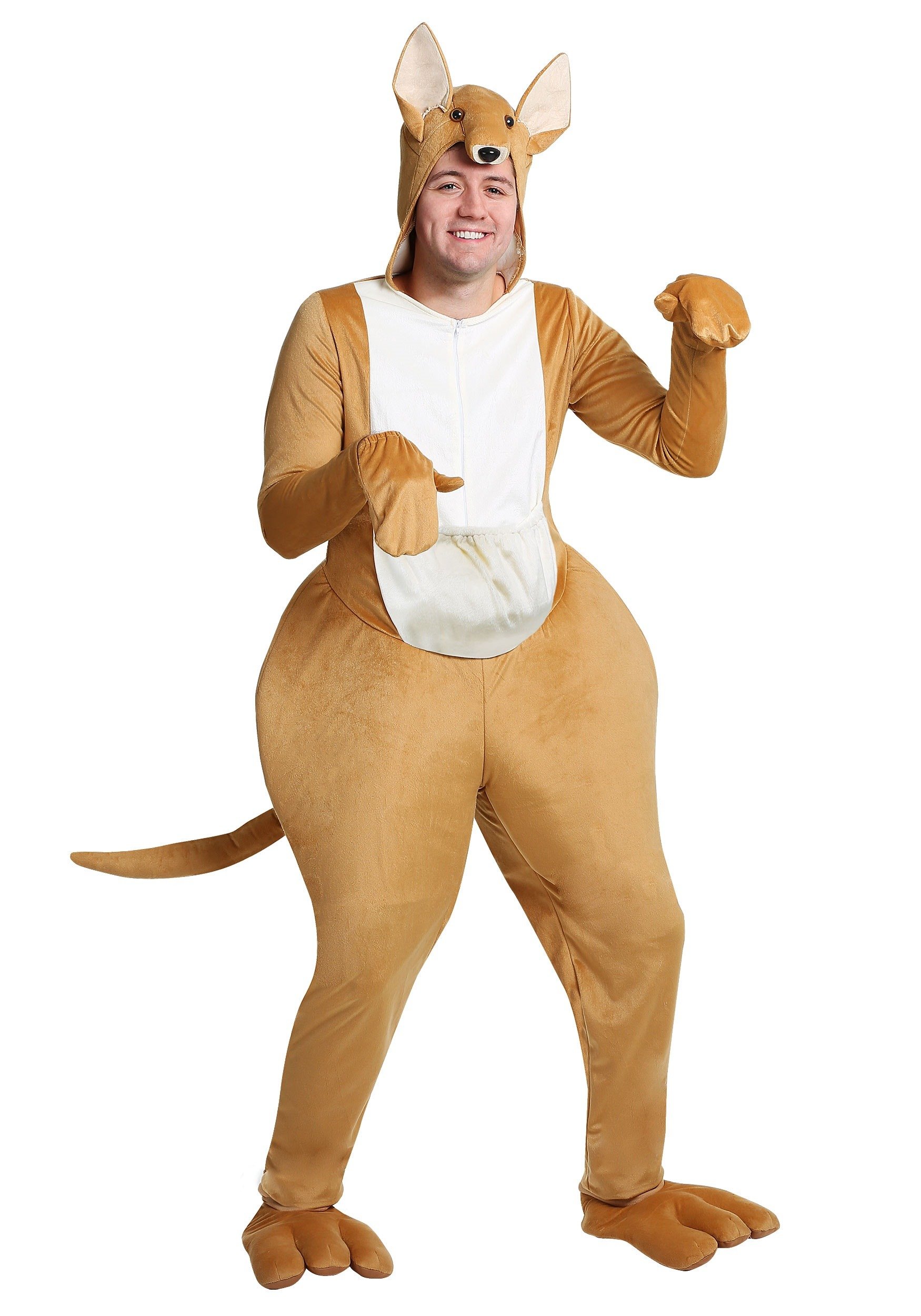 Kangaroo Adult Costume - Hooded Jumpsuit with Mitts, Shoe Covers, and Tail
