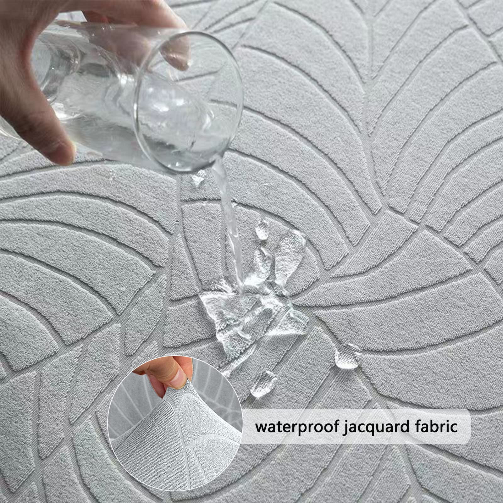 4 Pièces Housse De Chaise Inclinable, Imperméable Housses De Protection pour Fauteuil Inclinable, Feuille à Motifs Housse De Fauteuil pour Salon-Gris Clair