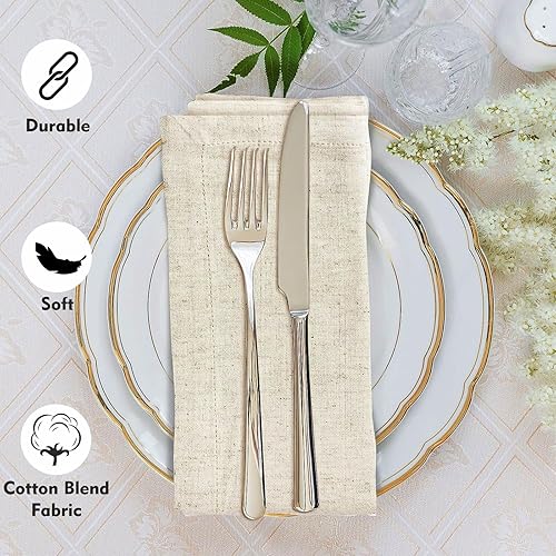 Miniatura 2 de A&A Fabrics Servilletas de 18 x 18 pulgadas, lavables, suaves, duraderas y absorbentes, de mezcla de algodón, para hotel, almuerzo, restaurante,