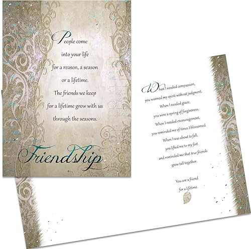 Miniatura 2 de Smiling Wisdom - Juego de regalo de amistad de hoja de plata - Tarjeta de felicitación, amistad, para toda la vida, temporal, motivo - Collar con