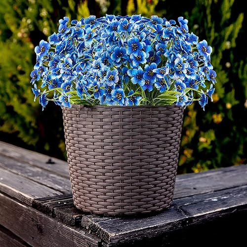 Miniatura 6 de Flores artificiales para exteriores, 8 ramos de flores falsas resistentes a los rayos UV, plantas de flores de plástico sintético para decoración de