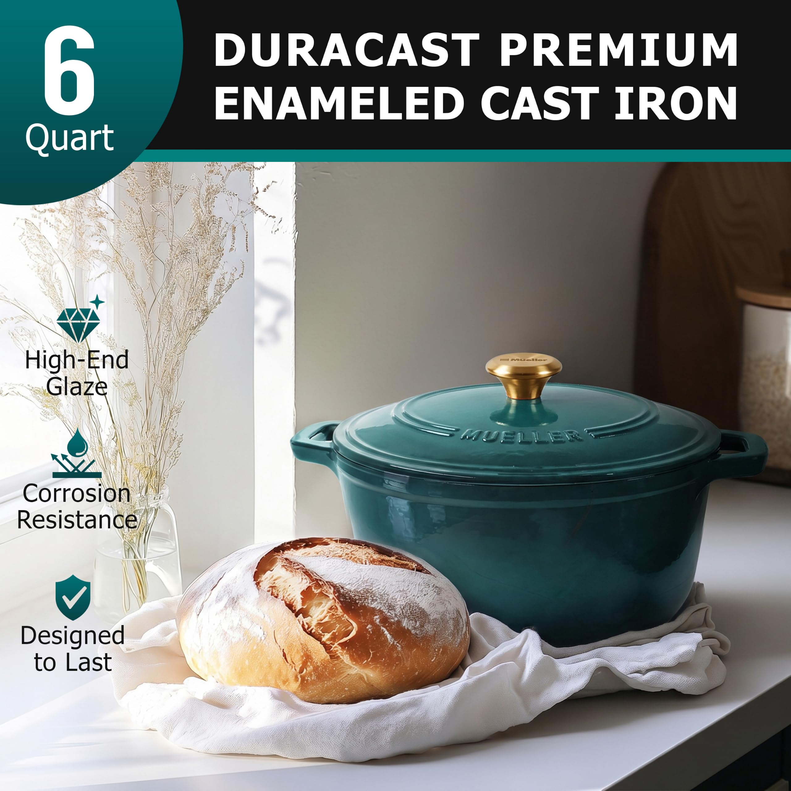 Mueller Dutch Oven - 6 Quart Cast Iron -2 Mueller Dutch Oven - 6 Quart Cast Iron -2