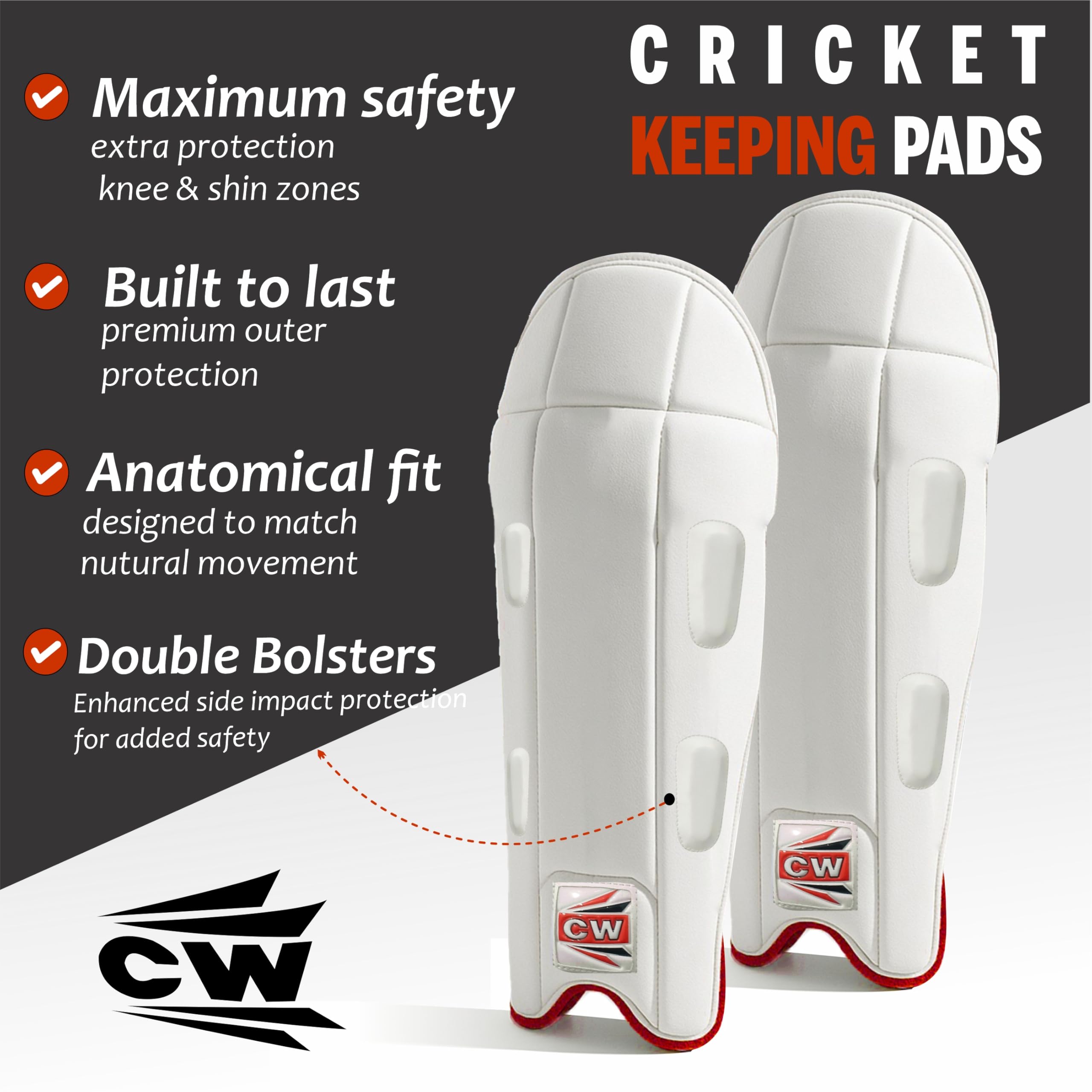 CW Test Cricket Wicket Keeper Pads for Men Wicket Keeping Pads Wicket Keeping Legguard Adult Protector Leg Guard 1