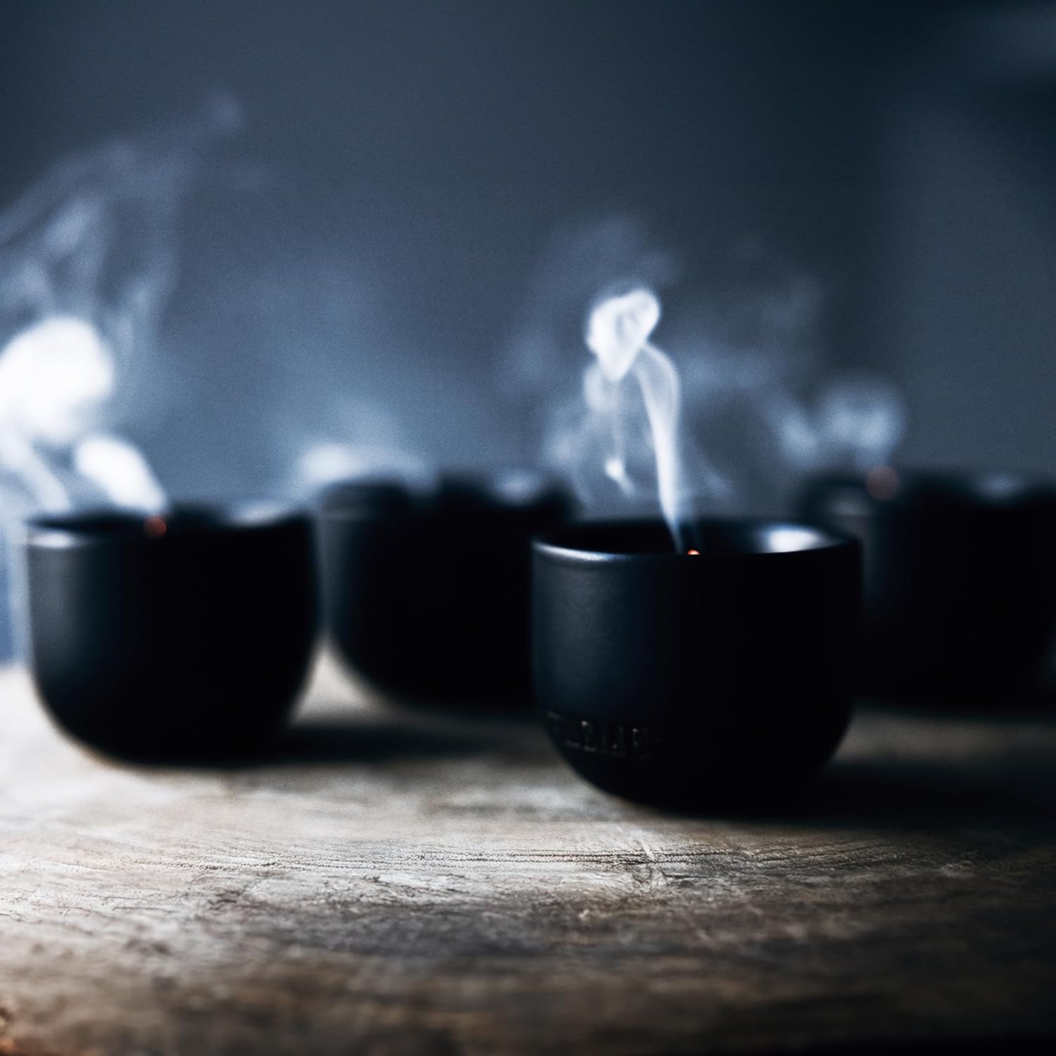 Blueme Valentines Day Votives | Romance, Renew, Happiness, Sensual | 4pk Black Ceramic Collection | Essential Oil, Natural Cotton Wick, Soy-Wax Blend, Hand Crafted Ceramic Vessel | 2oz Red Box