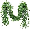Seenew 80ft Faux Foliage Wreath Leaves Decoration Artificial Greenery Ivy Vine Plants Home Decor Indoor Outdoor Watermelon Leaves12 Wires